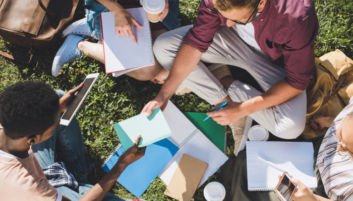 Students sharing information.