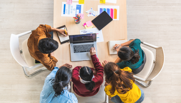 A group of students working on a project.